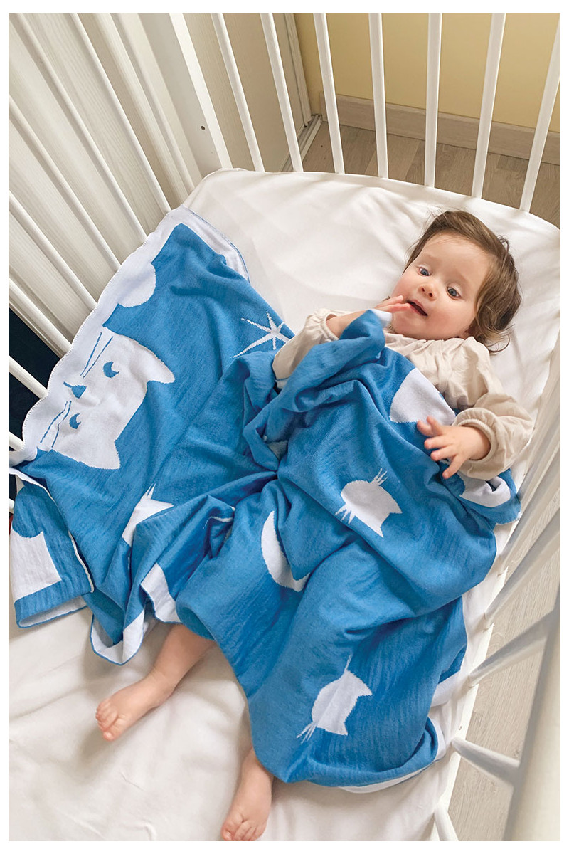 Plaid bébé motif Chats laine 1 B Solfin Fabriqué en France