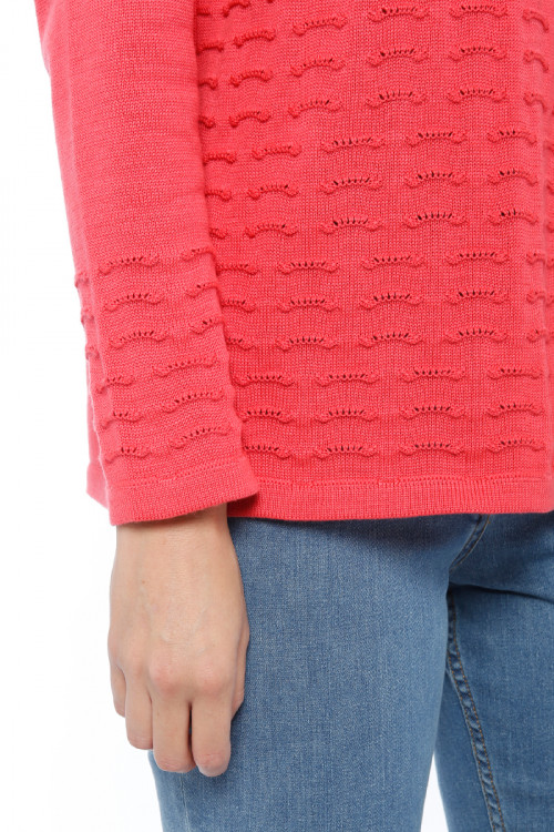 Pull femme maille fantaisie coton 1 B Solfin Fabriqué en France 2