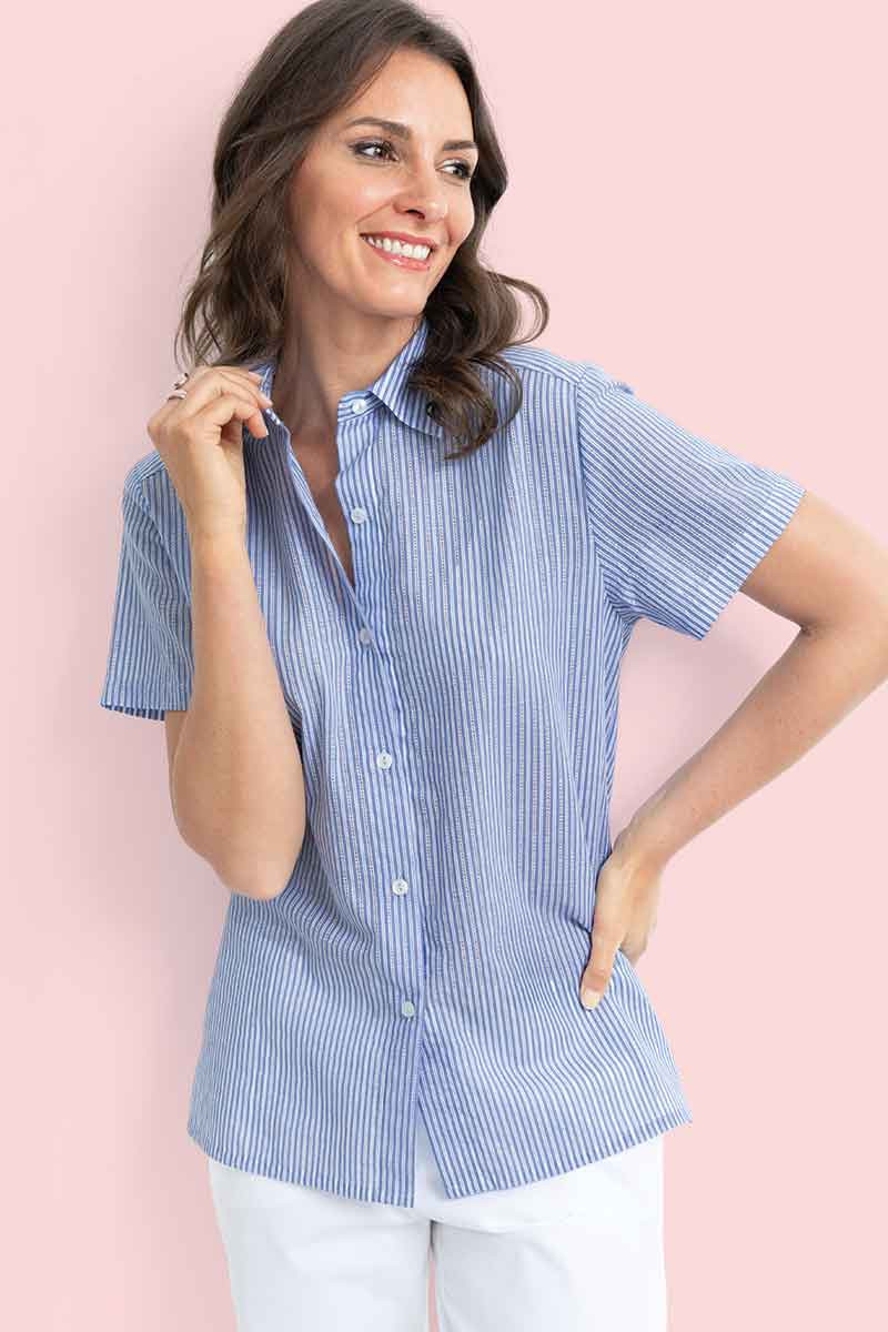 Chemisier en coton fleuri Made in France 1 B Solfin Fabriqué en France