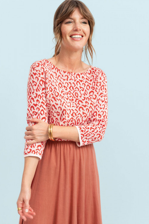 Pull jacquard léopard 1 B Solfin Fabriqué en France 2