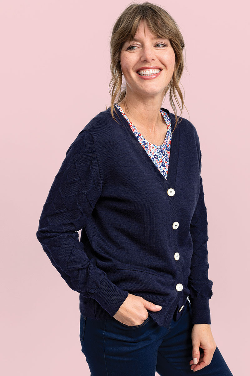 Gilet col V en laine 6 B Solfin Fabriqué en France