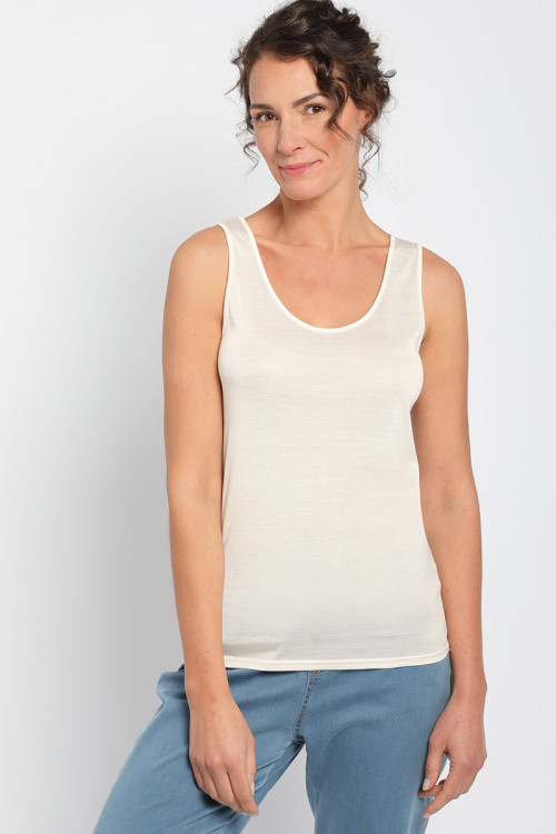 Tee shirt naturel larges bretelles soie 1 B Solfin Fabriqué en France