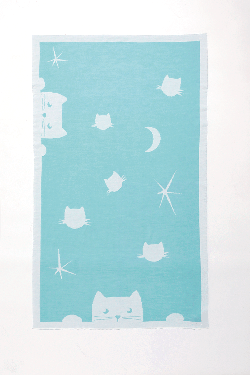 Plaid bébé motif Chats laine 10 B Solfin Fabriqué en France