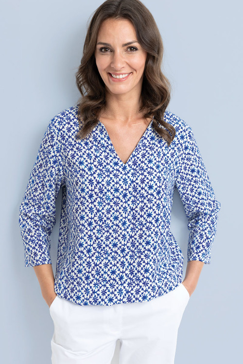 Blouse en viscose col tunisien 5 B Solfin Fabriqué en France 2