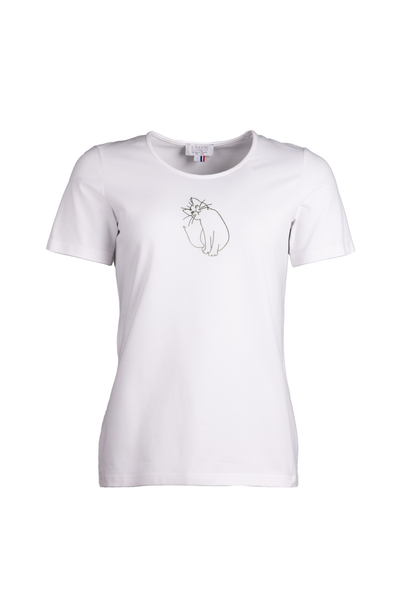 Tee-shirt motif chat 3 B Solfin Fabriqué en France