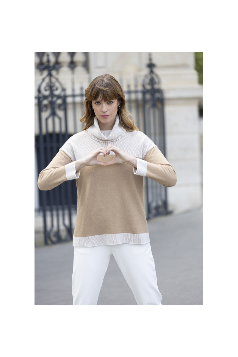 Pull col roulé en laine 1 B Solfin Fabriqué en France