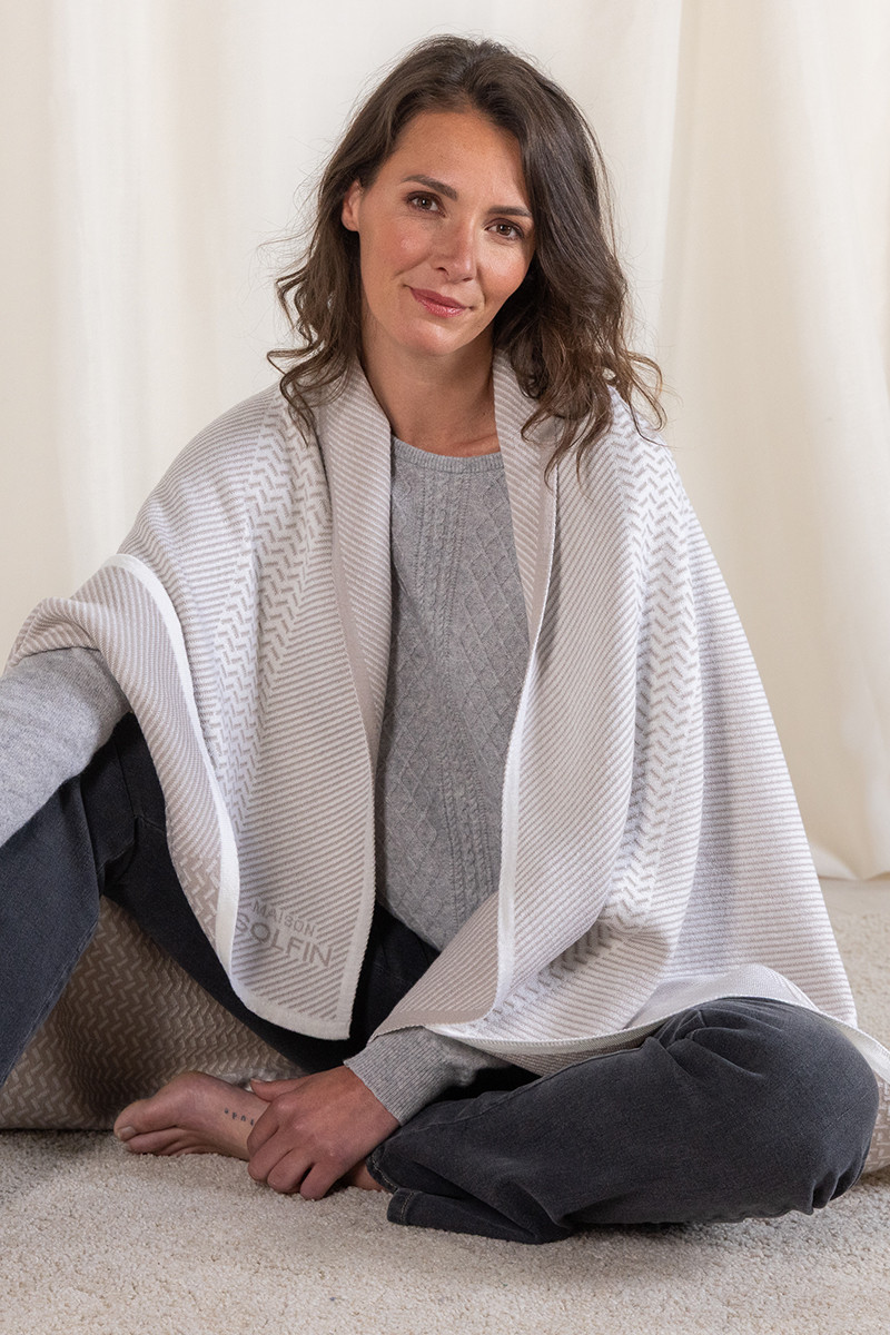 Plaid jacquard en laine 2 B Solfin Fabriqué en France