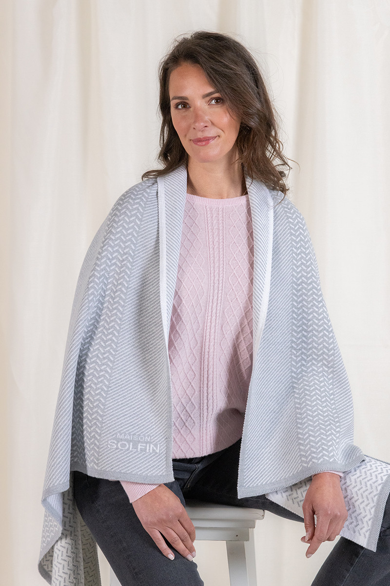 Plaid jacquard en laine 5 B Solfin Fabriqué en France