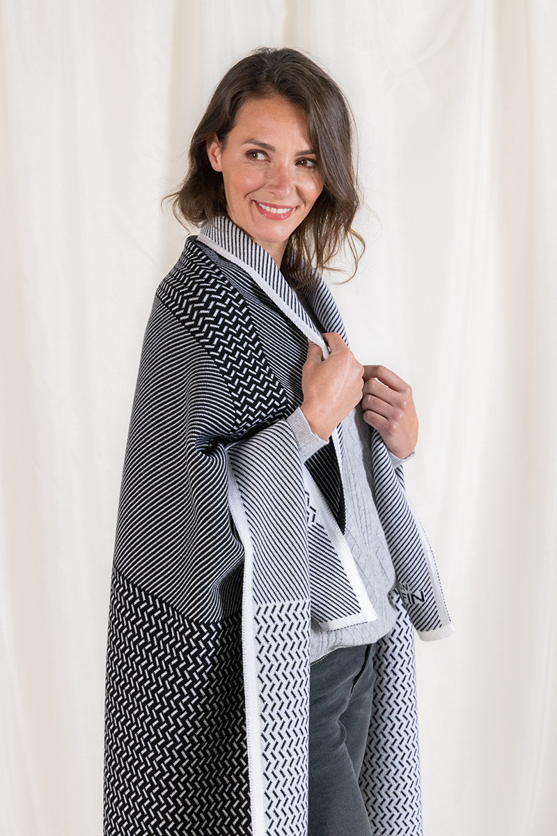 Plaid jacquard en laine 7 B Solfin Fabriqué en France