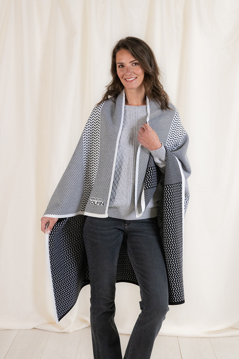 Plaid jacquard en laine 8 B Solfin Fabriqué en France