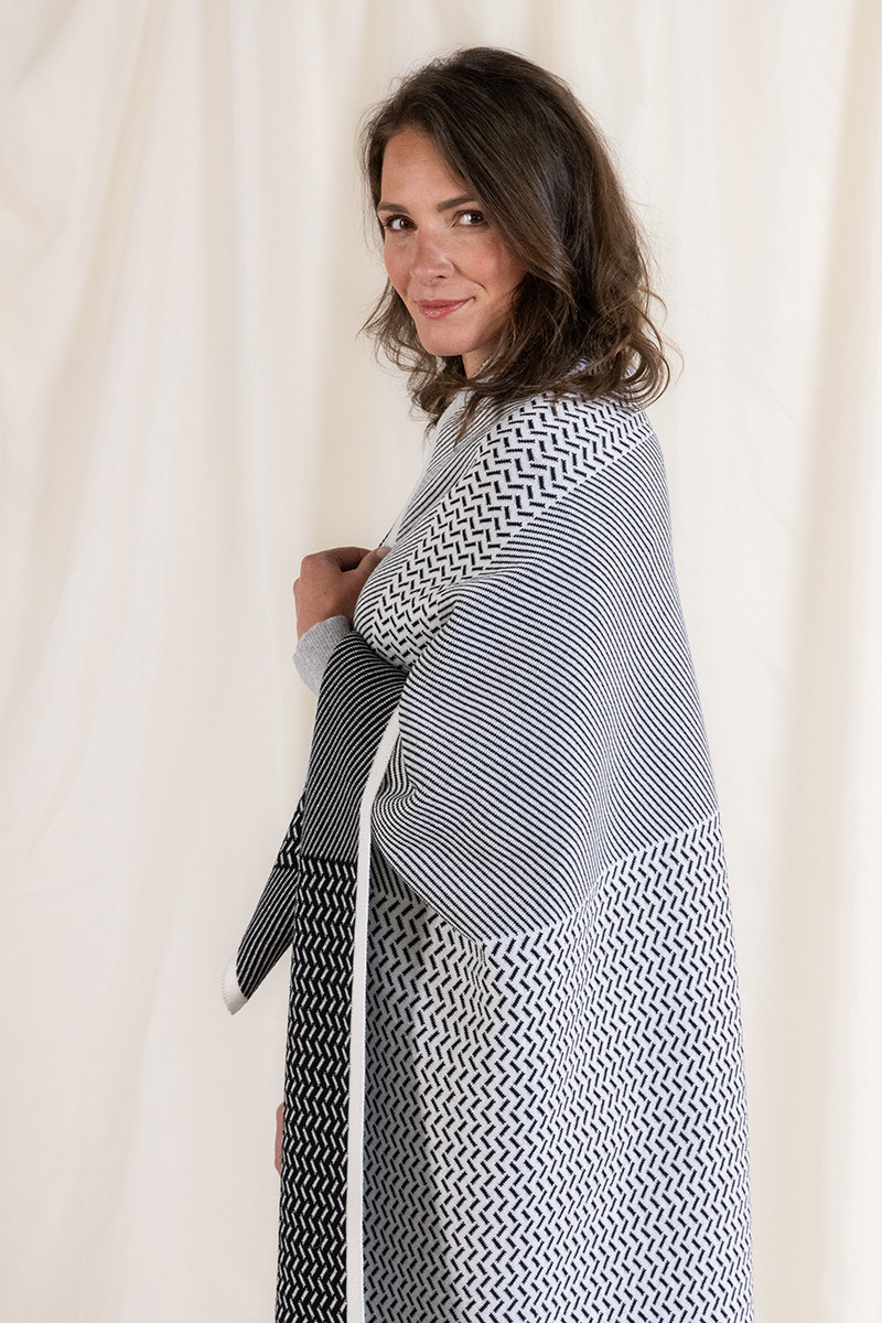 Plaid jacquard en laine 9 B Solfin Fabriqué en France