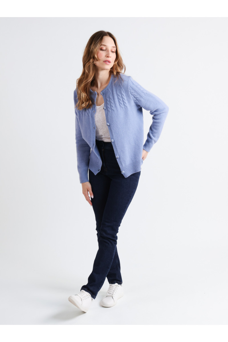 Cardigan laine mérinos 7 B Solfin Fabriqué en France