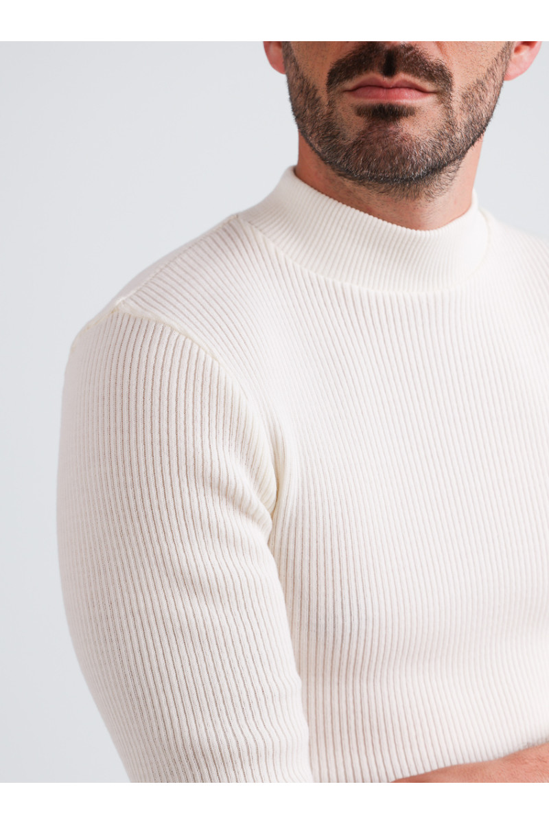 Tee-shirt en laine mérinos épais col cheminée 3 B Solfin Fabriqué en France