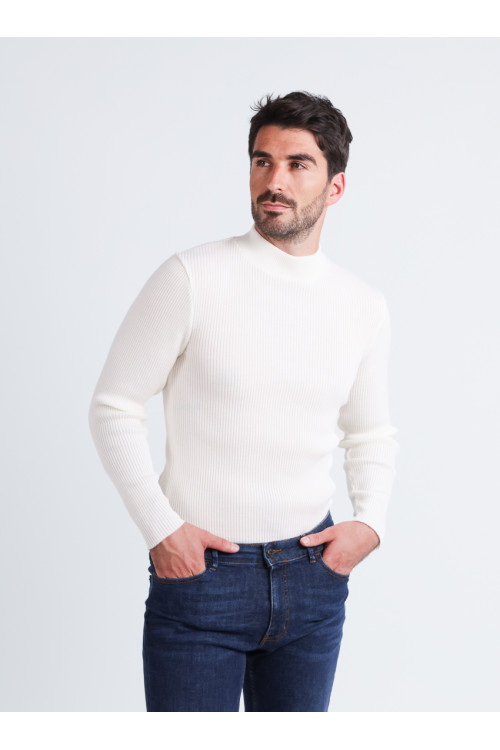 Tee-shirt en laine mérinos épais col cheminée 1 B Solfin Fabriqué en France