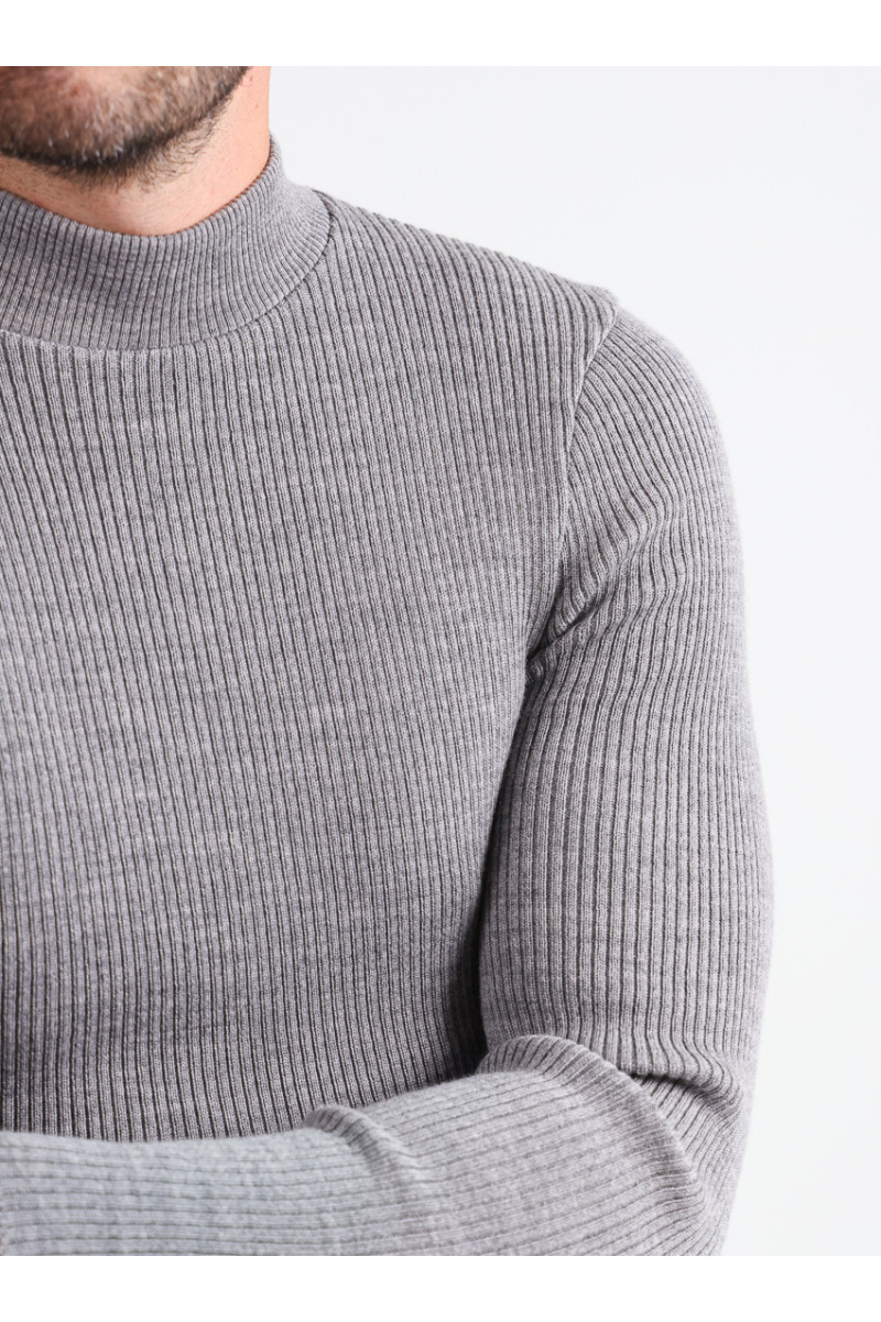 Tee-shirt en laine mérinos épais col cheminée 6 B Solfin Fabriqué en France