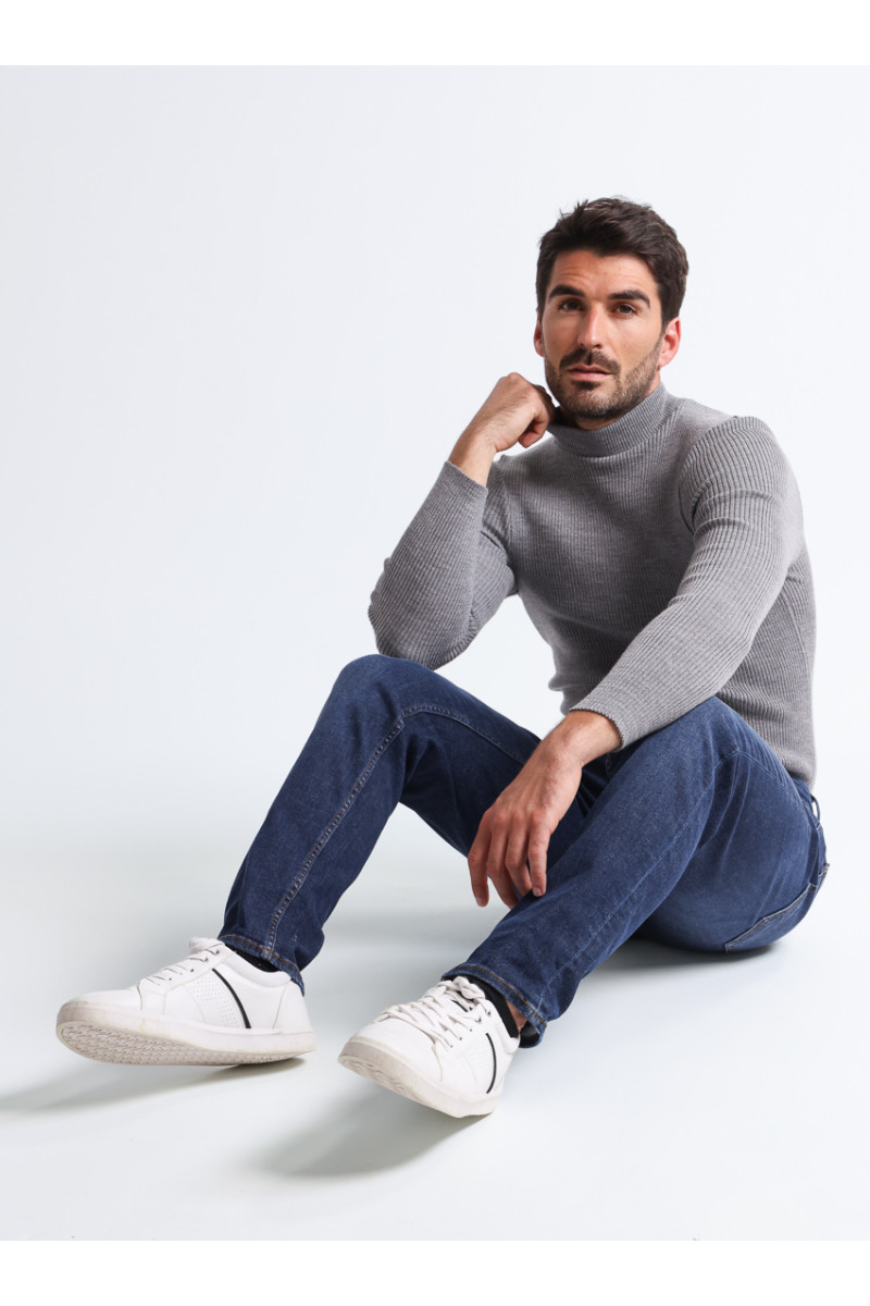 Tee-shirt en laine mérinos épais col cheminée 7 B Solfin Fabriqué en France