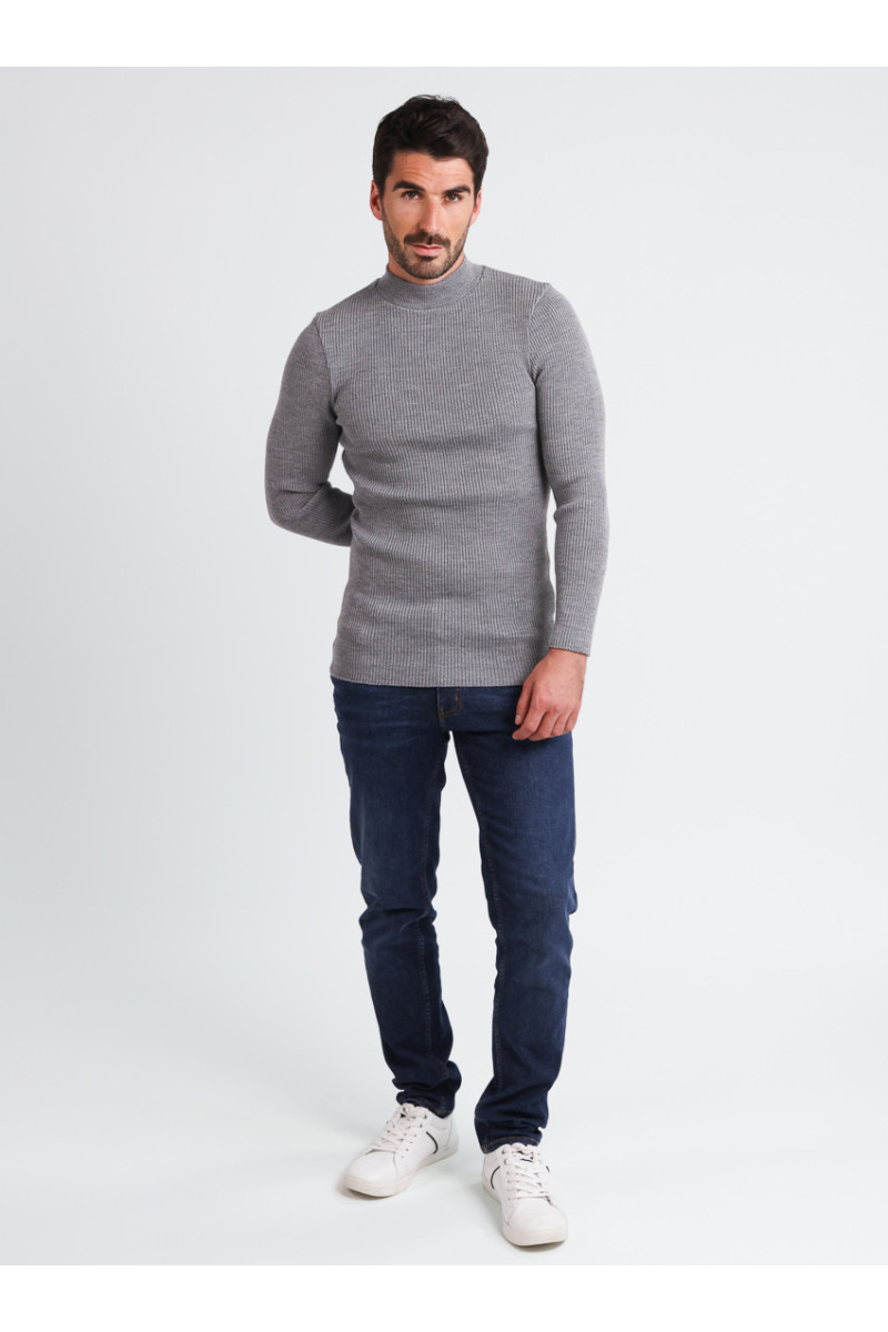 Tee-shirt en laine mérinos épais col cheminée 8 B Solfin Fabriqué en France