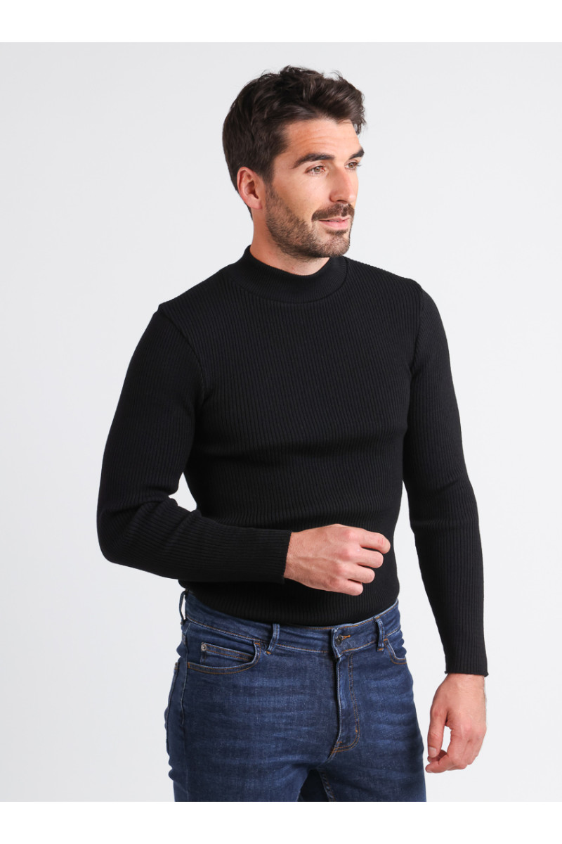 Tee-shirt en laine mérinos épais col cheminée 9 B Solfin Fabriqué en France