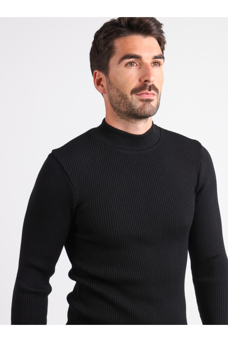 Tee-shirt en laine mérinos épais col cheminée 10 B Solfin Fabriqué en France