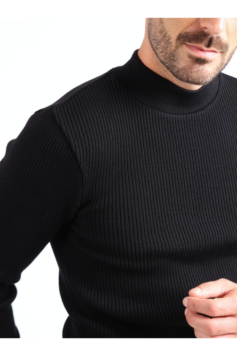 Tee-shirt en laine mérinos épais col cheminée 11 B Solfin Fabriqué en France