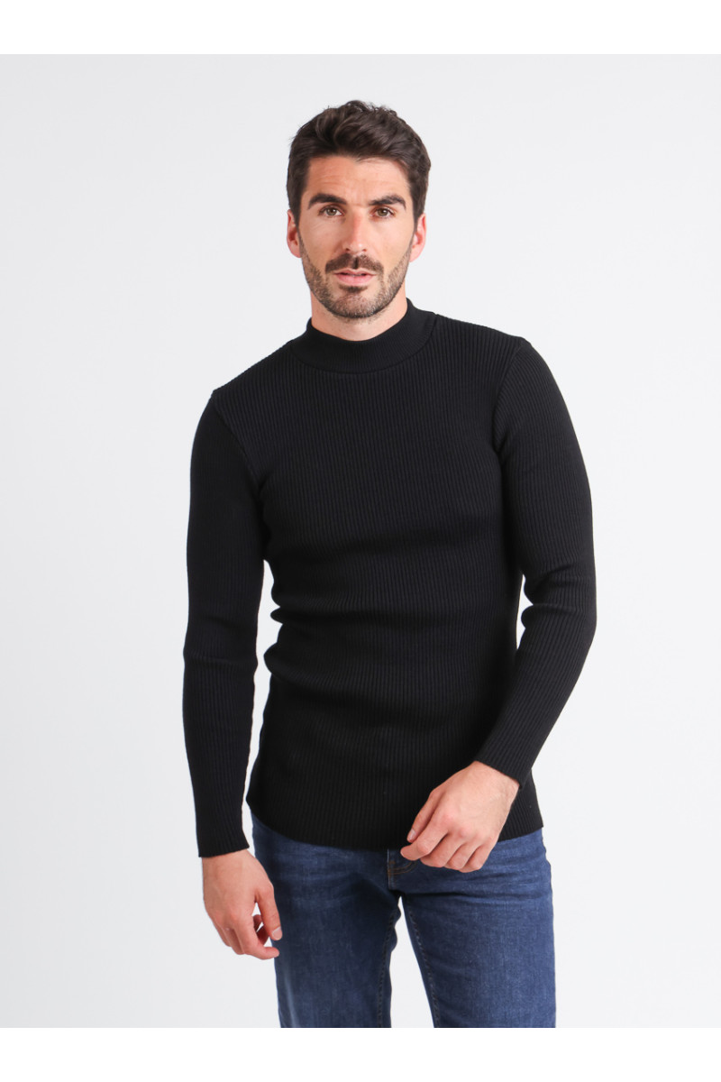 Tee-shirt en laine mérinos épais col cheminée 12 B Solfin Fabriqué en France