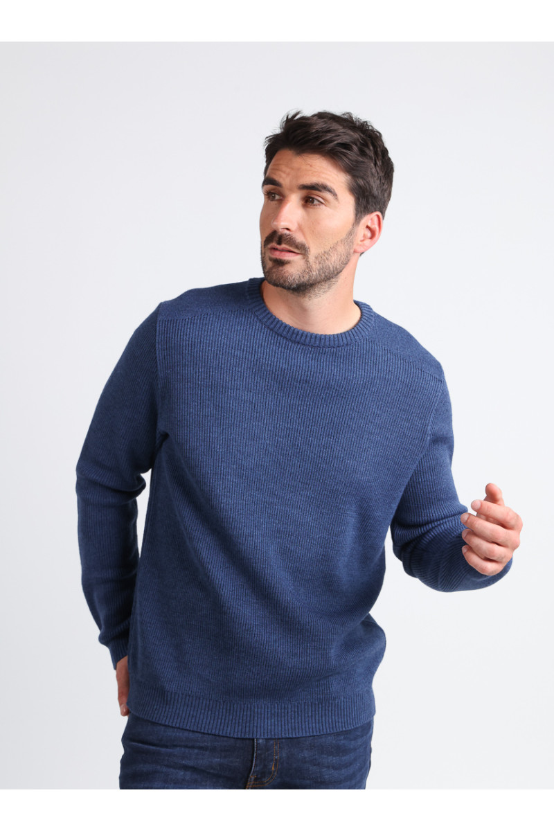 Pull laine col rond 1 B Solfin Fabriqué en France