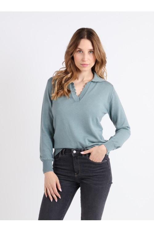Pull col polo 9 B Solfin Fabriqué en France