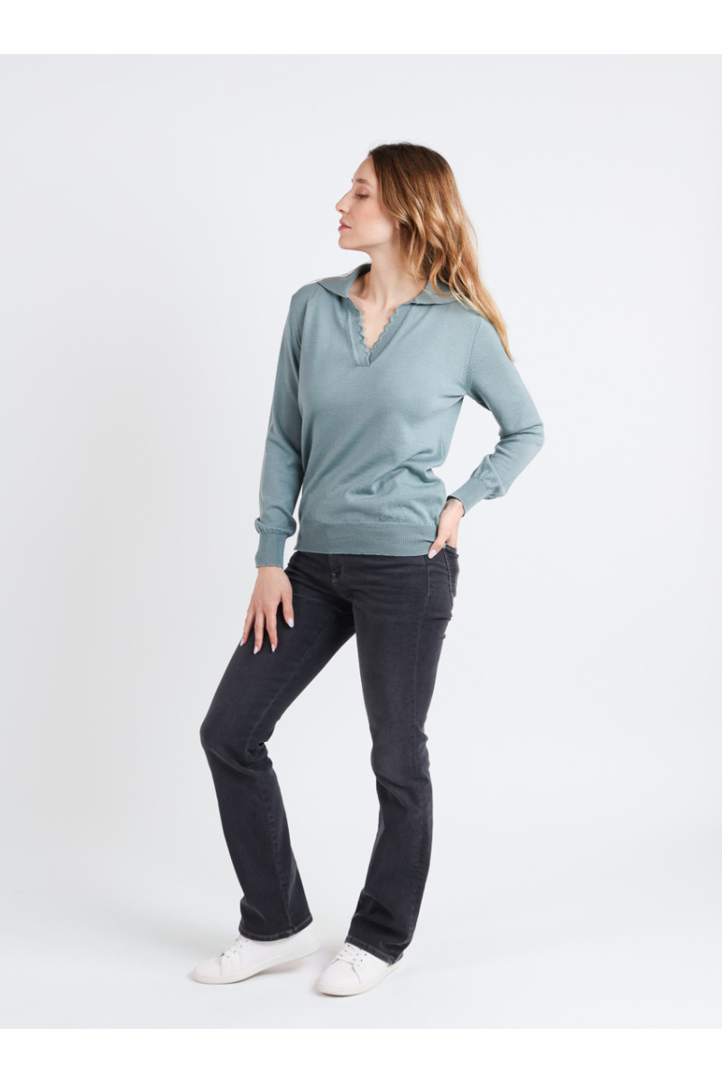 Pull col polo 11 B Solfin Fabriqué en France