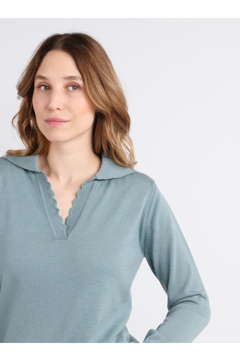 Pull col polo 12 B Solfin Fabriqué en France
