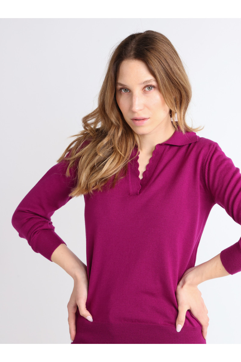 Pull col polo 14 B Solfin Fabriqué en France