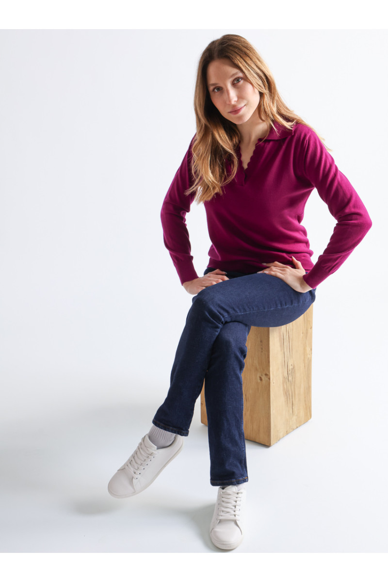 Pull col polo 16 B Solfin Fabriqué en France