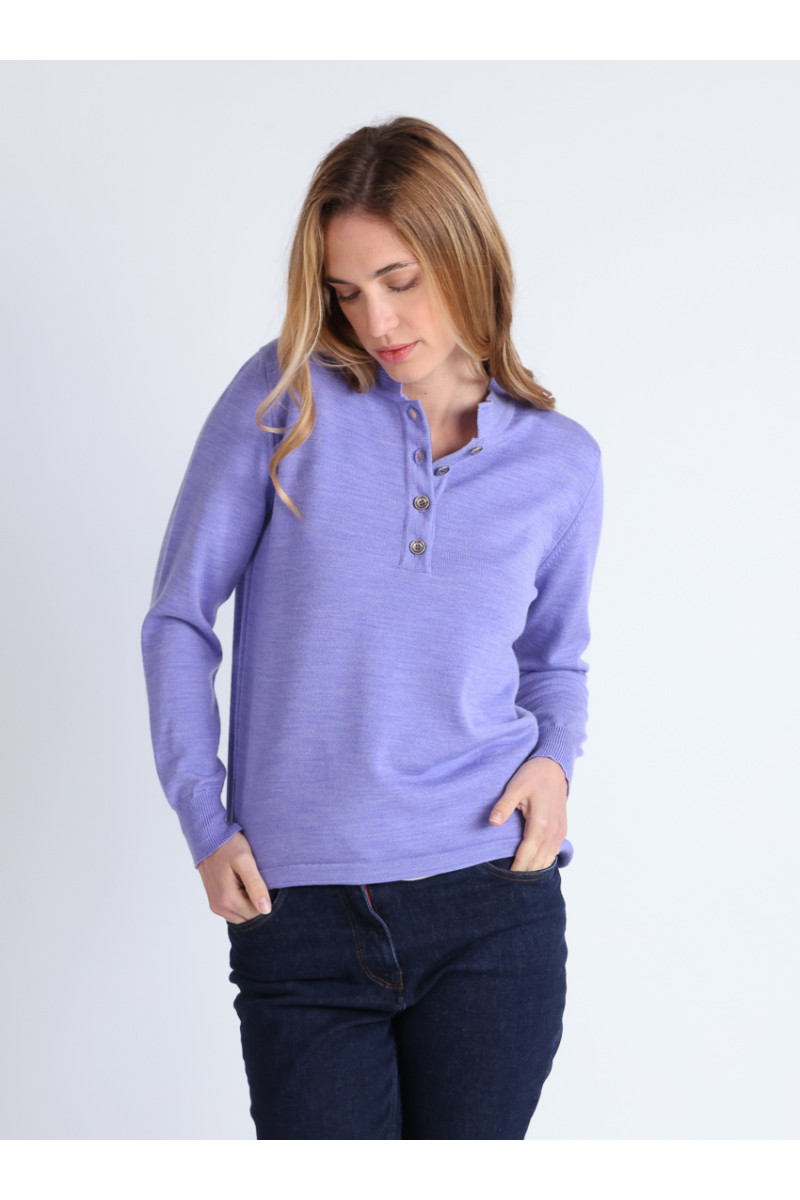 Pull col montant en laine 15 B Solfin Fabriqué en France