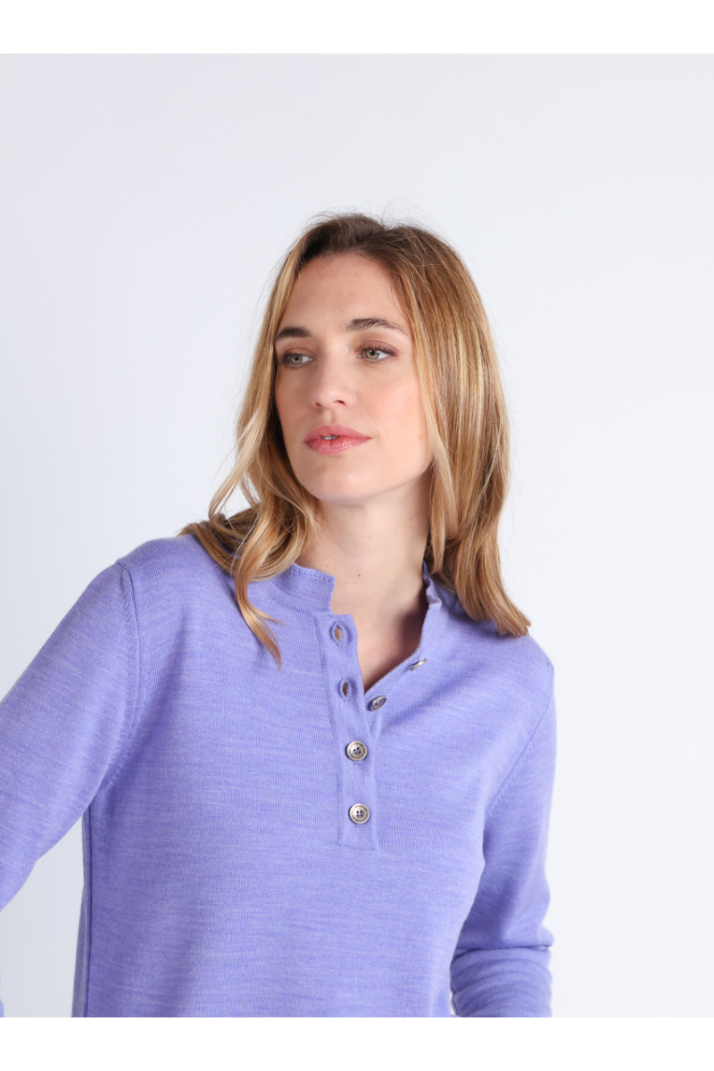 Pull col montant en laine 16 B Solfin Fabriqué en France