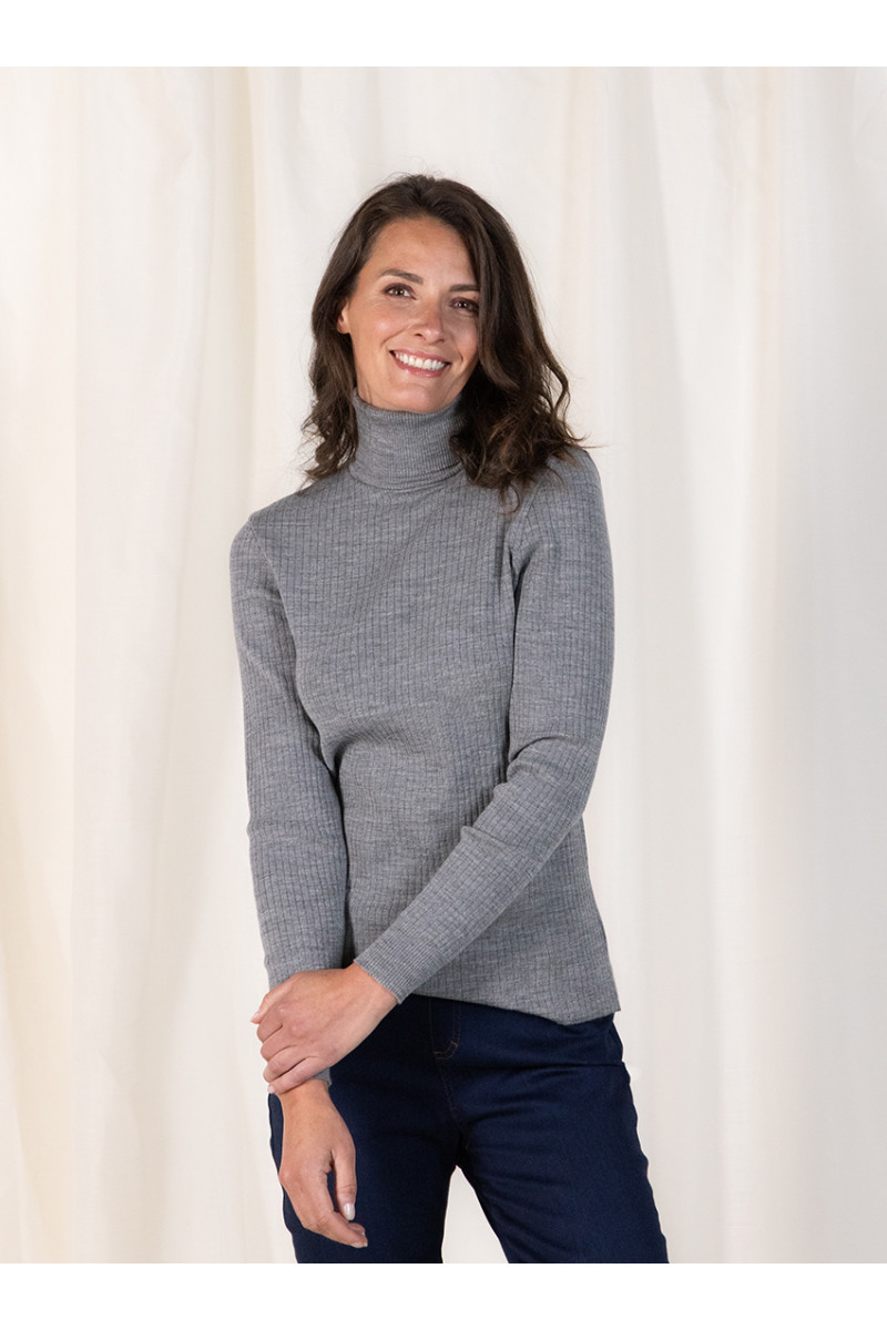 Pull chaussette col roule en laine 20 B Solfin Fabriqué en France