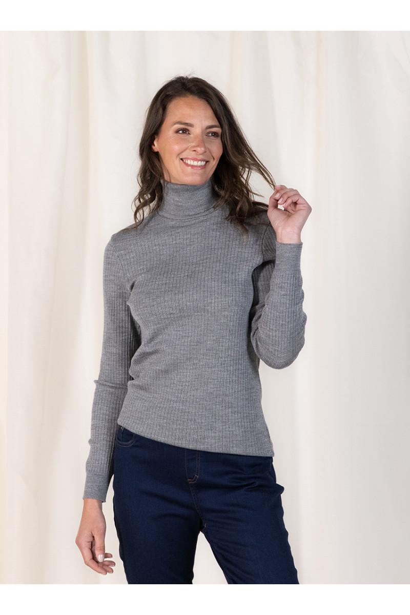 Pull chaussette col roule en laine 21 B Solfin Fabriqué en France