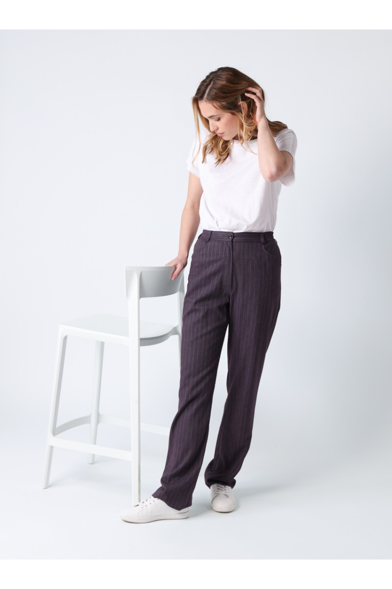 Pantalon rayé taille haute 4 B Solfin Fabriqué en France