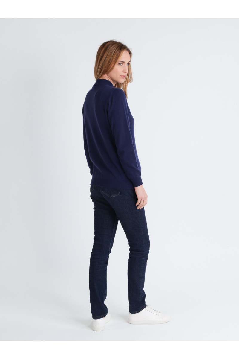 Pull col cheminee cachemire 13 B Solfin Fabriqué en France