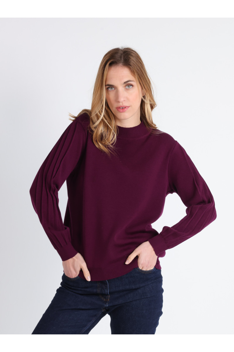 Pull en laine manches fantaisies 5 B Solfin Fabriqué en France