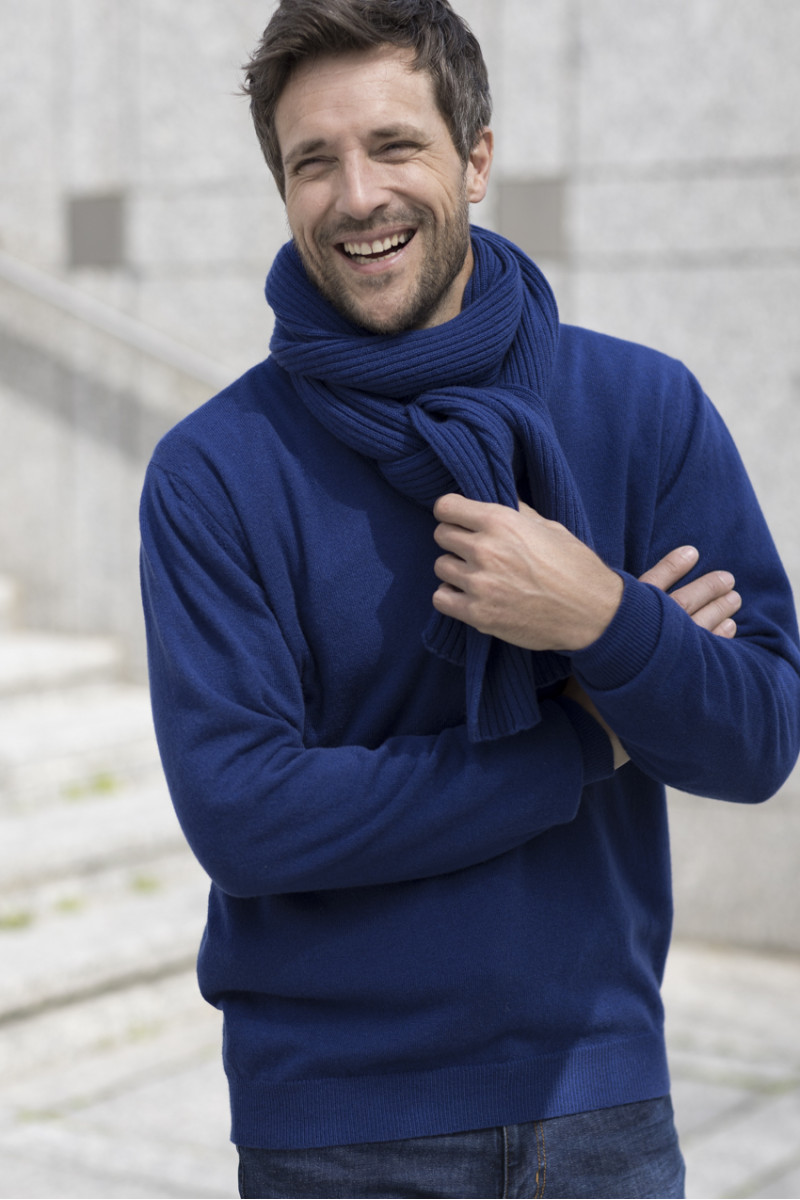 Echarpe homme cachemire 2 B Solfin Fabriqué en France