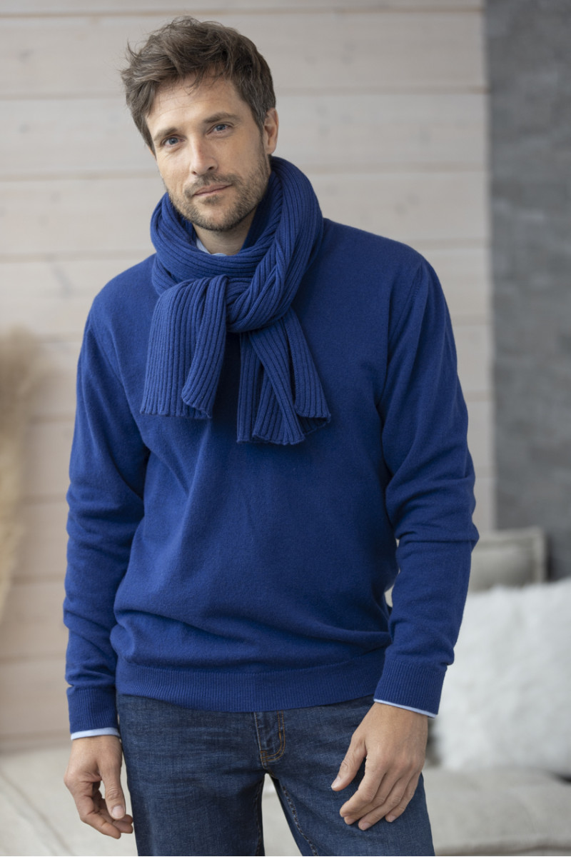 Echarpe homme cachemire 4 B Solfin Fabriqué en France