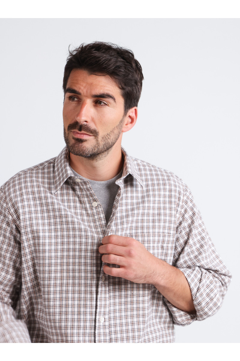 Chemise à motifs coton et laine 5 B Solfin Fabriqué en France
