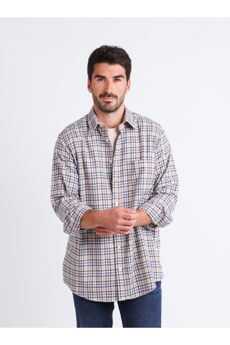 Chemise à motifs coton et laine 8 B Solfin Fabriqué en France