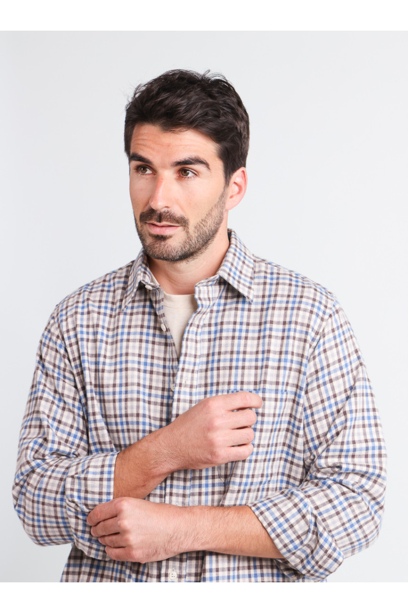 Chemise à motifs coton et laine 9 B Solfin Fabriqué en France