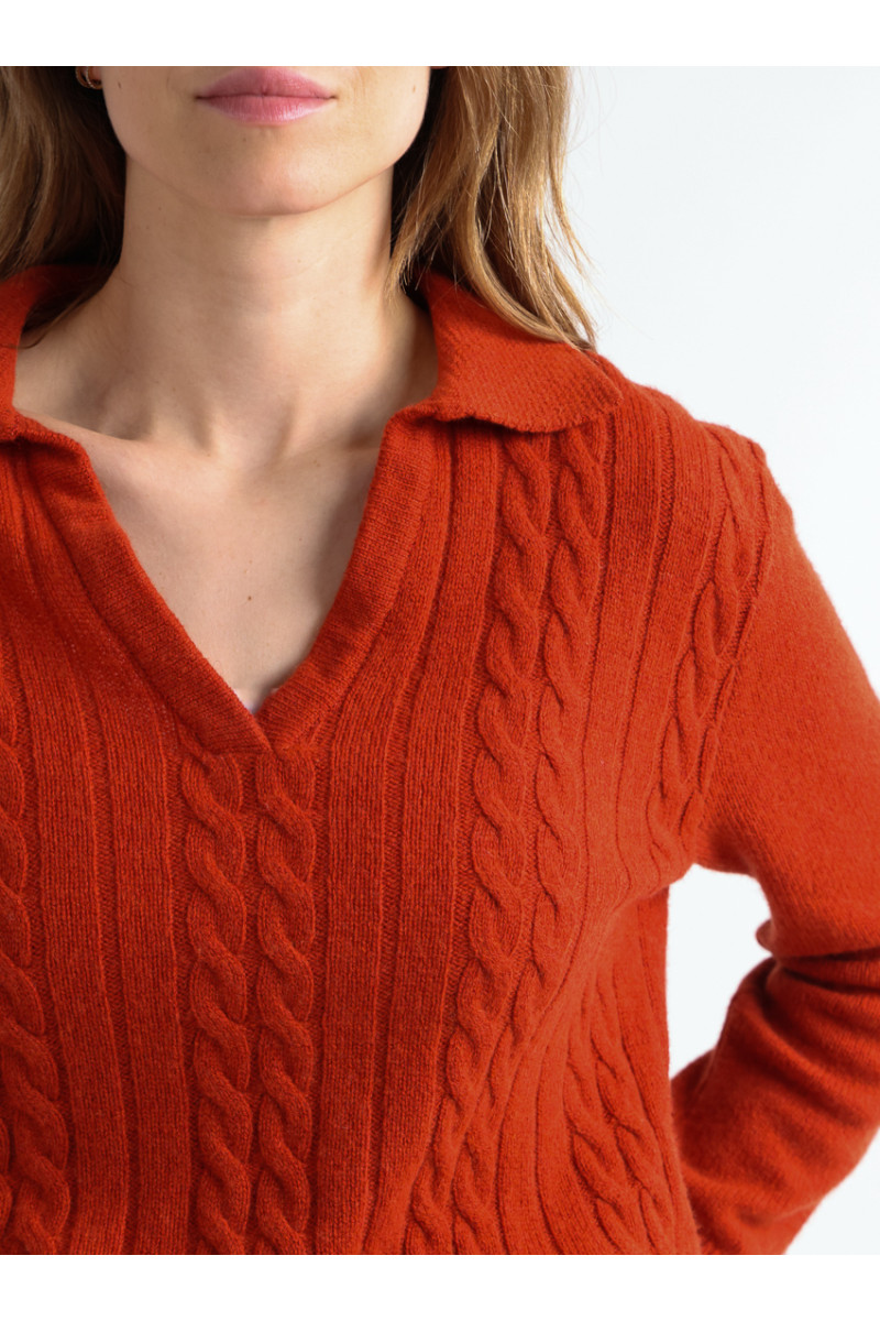 Pull laine col polo 7 B Solfin Fabriqué en France