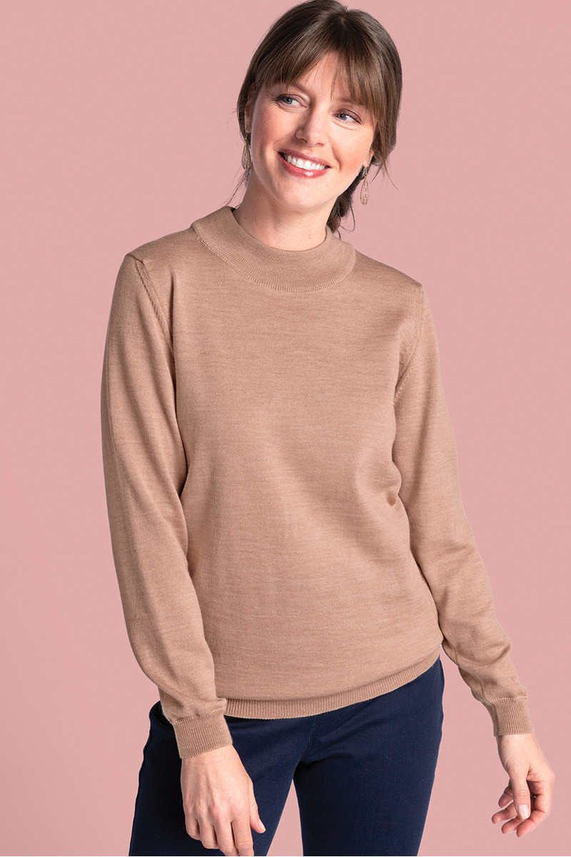 Pull col cheminée jersey fin 9 B Solfin Fabriqué en France