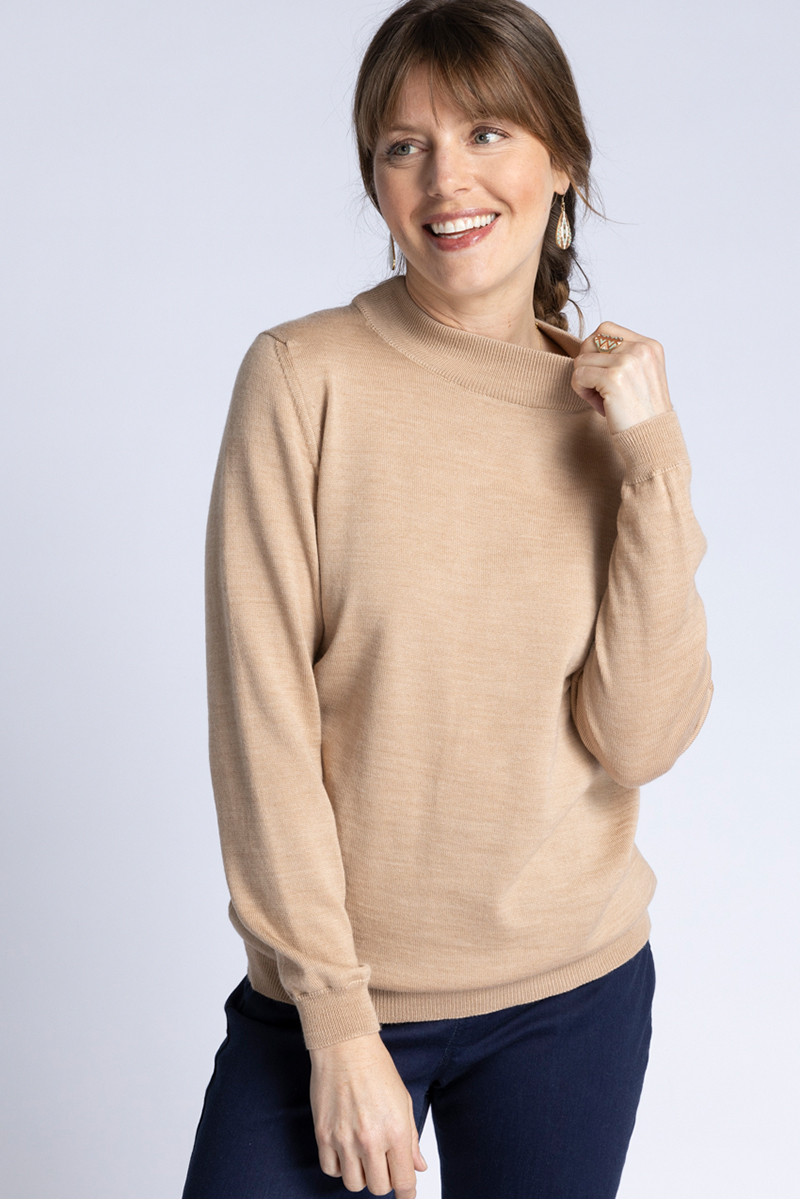 Pull col cheminée jersey fin 11 B Solfin Fabriqué en France
