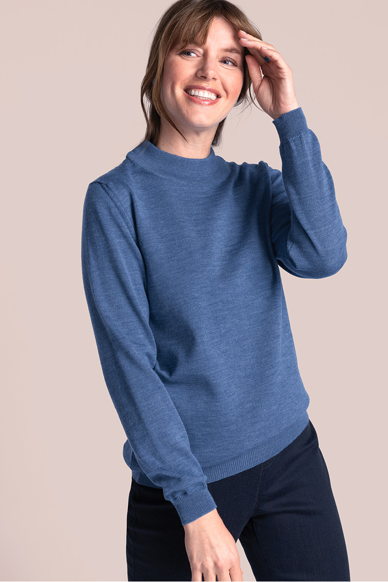 Pull col cheminée jersey fin 13 B Solfin Fabriqué en France