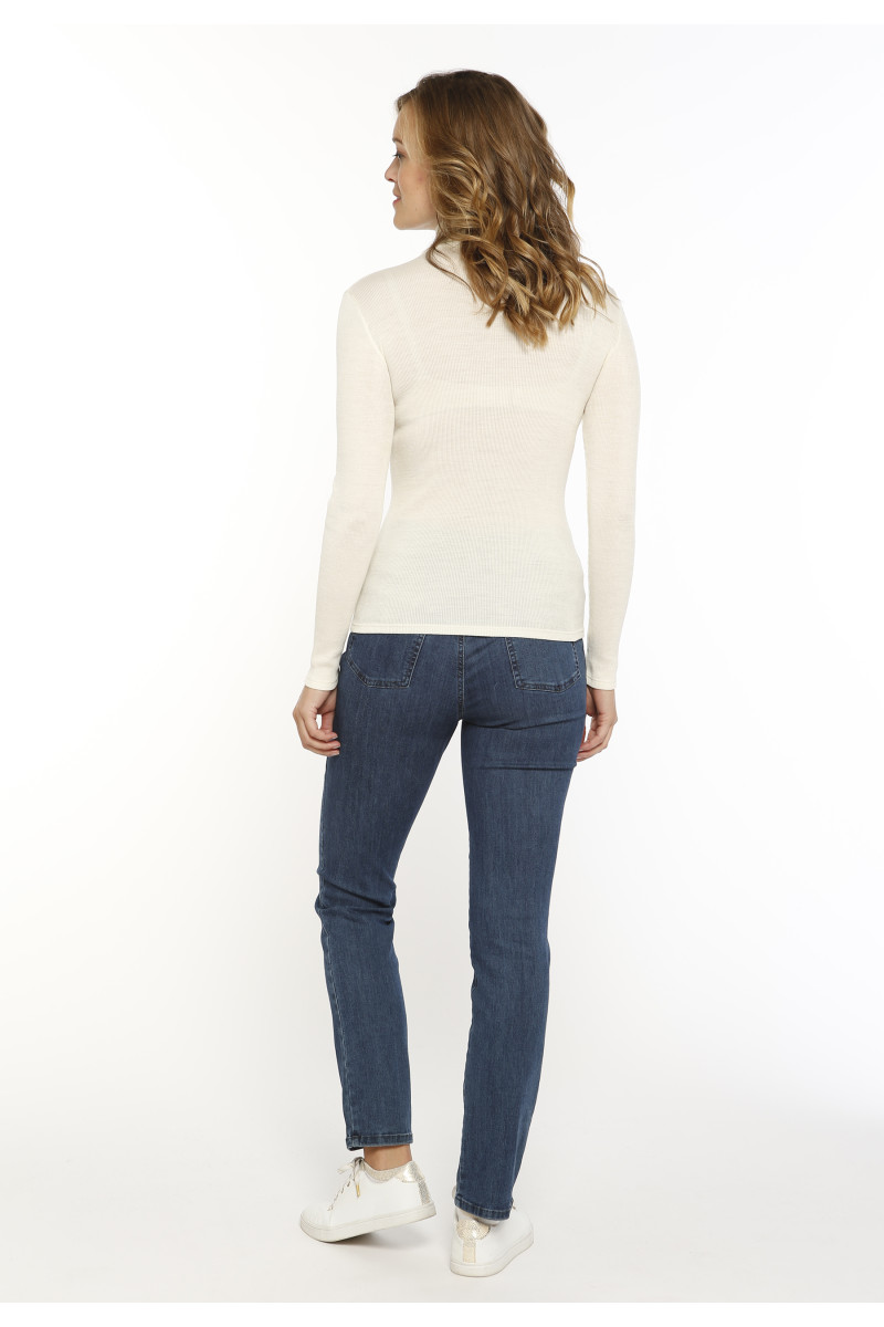 Pull col roulé laine et soie seconde peau 3 B Solfin Fabriqué en France